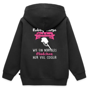 Hobby Horse Mädchen Hobby Horse Hobby Horsing - Kinder Premium Organic Zip Hoodie - Schwarz - Hinten - AI Model Kid Male (0cm)