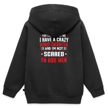 Bonus Dad Bonus Daughter Bonus Dad Step Dad - Kids Premium Organic Zip-up Hoodie - black - Back - AI Model Kid Male (0cm)
