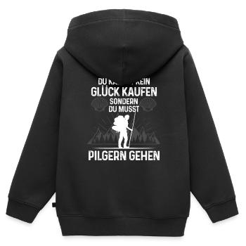 Pilgern Pilgerer Jakobsweg Geschenk - Kinder Premium Organic Zip Hoodie - Schwarz - Hinten - AI Model Kid Male (0cm)