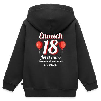 Endlich 18 Erwachsen 18.Geburtstag Geschenk - Kinder Premium Organic Zip Hoodie - Schwarz - Hinten - AI Model Kid Male (0cm)