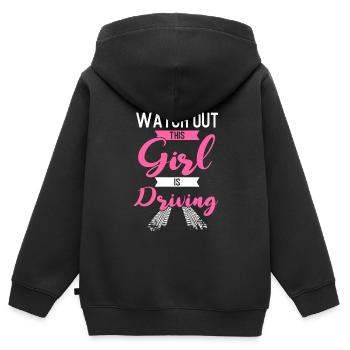 Führerschein Girl Driving Girl Führerschein - Kinder Premium Organic Zip Hoodie - Schwarz - Hinten - AI Model Kid Male (0cm)