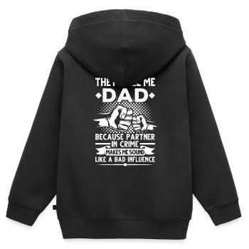 Papa Papa Papa Geschenk - Kinder Premium Organic Zip Hoodie - Schwarz - Hinten - AI Model Kid Male (0cm)