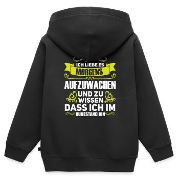 Rente Pension Ruhestand Geschenk - Kinder Premium Organic Zip Hoodie - Schwarz - Hinten - AI Model Kid Male (0cm)