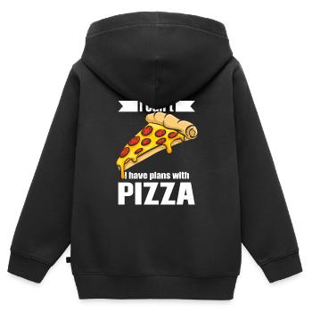 Pizza Pizzas Amateurs de pizza cadeau - Sweat Premium à capuche zippé enfant bio - noir - Dos - AI Model Kid Male (0cm)