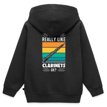 Clarinette Clarinette Clarinette Cadeau joueur - Sweat Premium à capuche zippé enfant bio - noir - Dos - AI Model Kid Male (0cm)