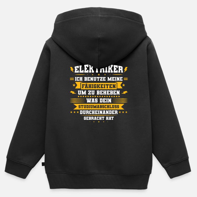 Électricien artisan electricité cadeau - Sweat Premium à capuche zippé enfant bio - noir