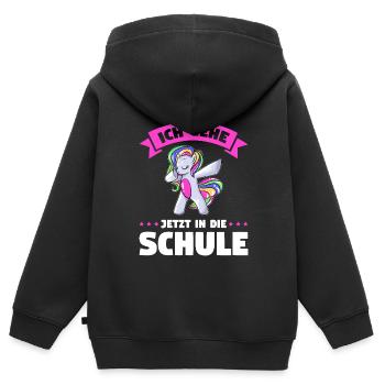 Schulkind Schulanfang Schulanfänger Schultüte - Kinder Premium Organic Zip Hoodie - Schwarz - Hinten - AI Model Kid Male (0cm)