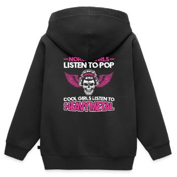 Heavy Metal Fille Heavy Metal Musique F - Sweat Premium à capuche zippé enfant bio - noir - Dos - AI Model Kid Male (0cm)