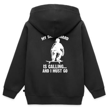 Skateboard Skateboard Skateboard Cadeau - Sweat Premium à capuche zippé enfant bio - noir - Dos - AI Model Kid Male (0cm)