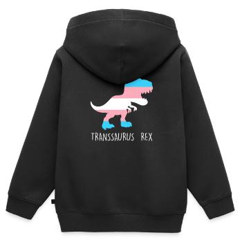 Transgender Dinosaurier Transgender Trans Geschenk - Kinder Premium Organic Zip Hoodie - Schwarz - Hinten - AI Model Kid Male (0cm)