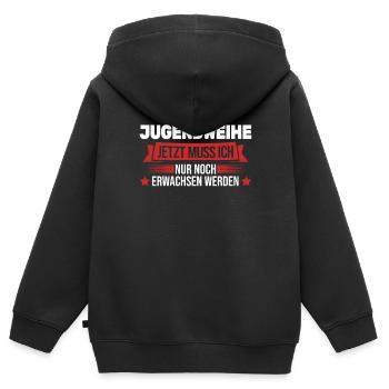 Jugendweihe Konfirmation Erwachsen Geschenk - Kinder Premium Organic Zip Hoodie - Schwarz - Hinten - AI Model Kid Male (0cm)