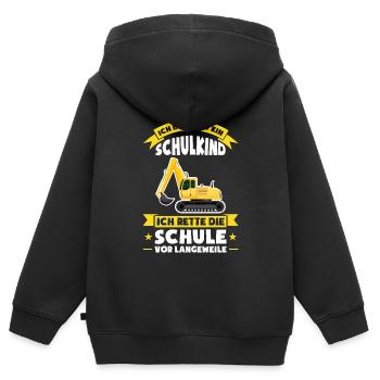 Schulkind Schulanfänger Schulanfang Geschenk - Kinder Premium Organic Zip Hoodie - Schwarz - Hinten - AI Model Kid Male (0cm)