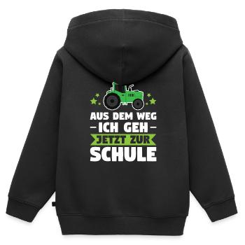 Schulkind Schulanfänger Schulanfang Geschenk - Kinder Premium Organic Zip Hoodie - Schwarz - Hinten - AI Model Kid Male (0cm)