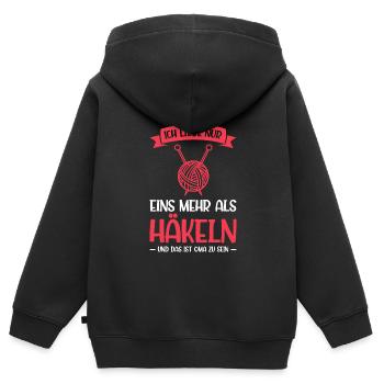 Häkeln Oma Handarbeit Geschenk - Kinder Premium Organic Zip Hoodie - Schwarz - Hinten - AI Model Kid Male (0cm)