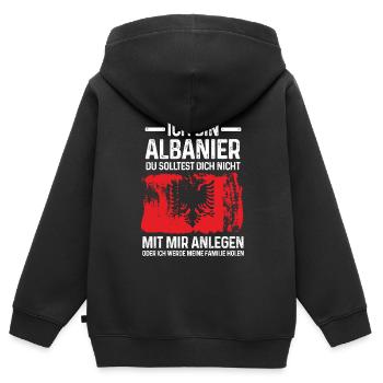 Albanier Albanien Albanien Flagge Geschenk - Kinder Premium Organic Zip Hoodie - Schwarz - Hinten - AI Model Kid Male (0cm)