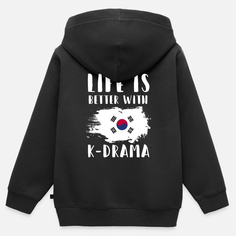 K-Drama K-Drama cadeau coréen - Sweat Premium à capuche zippé enfant bio - noir