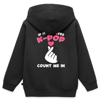 K-Pop K-Pop cadeau - Sweat Premium à capuche zippé enfant bio - noir - Dos - AI Model Kid Male (0cm)