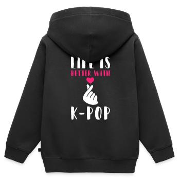 K-Pop K-Pop cadeau - Sweat Premium à capuche zippé enfant bio - noir - Dos - AI Model Kid Male (0cm)