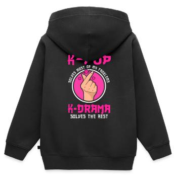 K-Pop & K-Drama cadeau K-Pop - Sweat Premium à capuche zippé enfant bio - noir - Dos - AI Model Kid Male (0cm)
