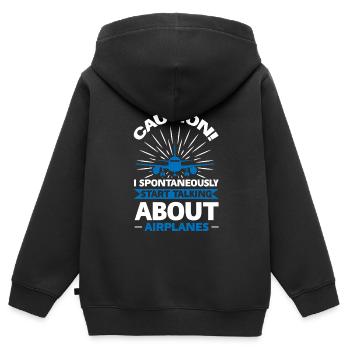 Avion cadeau de l’avion - Sweat Premium à capuche zippé enfant bio - noir - Dos - AI Model Kid Male (0cm)