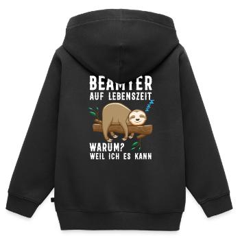 Beamter Faultier Beamte Geschenk - Kinder Premium Organic Zip Hoodie - Schwarz - Hinten - AI Model Kid Male (0cm)
