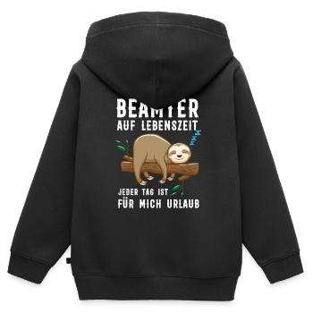 Beamter Beamte Faultier Geschenk - Kinder Premium Organic Zip Hoodie - Schwarz - Hinten - AI Model Kid Male (0cm)