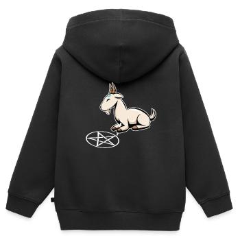 Caprin Pentagramme Goth Goat Goth Cadeau - Sweat Premium à capuche zippé enfant bio - noir - Dos - AI Model Kid Male (0cm)