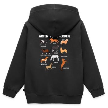 Pferd Pferde Pferderassen Geschenk - Kinder Premium Organic Zip Hoodie - Schwarz - Hinten - AI Model Kid Male (0cm)