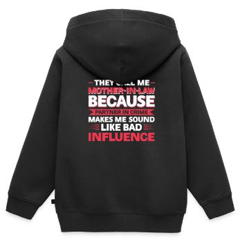 Schwiegermutter Schwiegermutter Familie Geschenk - Kinder Premium Organic Zip Hoodie - Schwarz - Hinten - AI Model Kid Male (0cm)