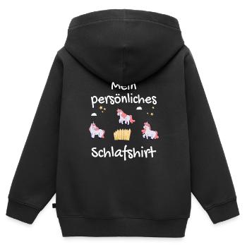 Mein persönliches Schlafshirt mit Einhörnern - Kinder Premium Organic Zip Hoodie - Schwarz - Hinten - AI Model Kid Male (0cm)