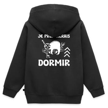 je préférerais dormir - Sweat Premium à capuche zippé enfant bio - noir - Dos - AI Model Kid Male (0cm)