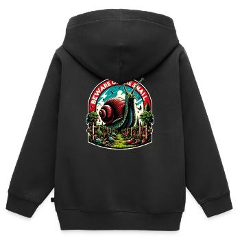 Escargot géant, désastre d’escargot, escargot de jardin - Sweat Premium à capuche zippé enfant bio - noir - Dos - AI Model Kid Male (0cm)