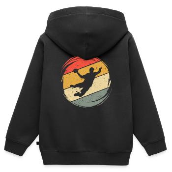 Handballspieler Handball Spieler Handballer Retro - Kinder Premium Organic Zip Hoodie - Schwarz - Hinten - AI Model Kid Male (0cm)