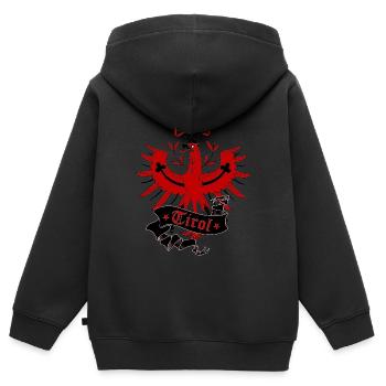 Tirol - Kinder Premium Organic Zip Hoodie - Schwarz - Hinten - AI Model Kid Male (0cm)