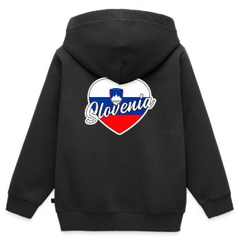 Slowenien - Kinder Premium Organic Zip Hoodie - Schwarz - Hinten - AI Model Kid Male (0cm)