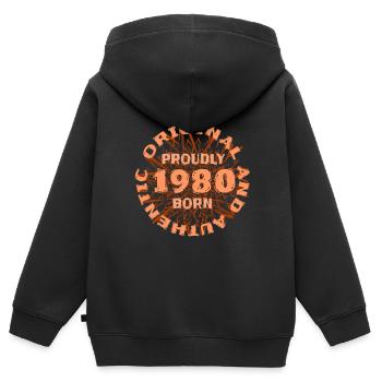 Original 1980 - Kinder Premium Organic Zip Hoodie - Schwarz - Hinten - AI Model Kid Male (0cm)