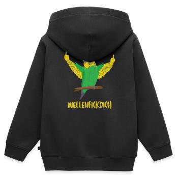 Tique de la vague de perruche des Canaries - Sweat Premium à capuche zippé enfant bio - noir - Dos - AI Model Kid Male (0cm)