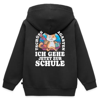 Einschulung 04 Zeichenfläche 12 - Kinder Premium Organic Zip Hoodie - Schwarz - Hinten - AI Model Kid Male (0cm)