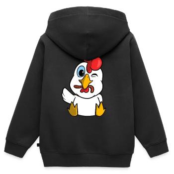 Cute chicken with worm - Kids Premium Organic Zip-up Hoodie - black - Back - AI Model Kid Male (0cm)