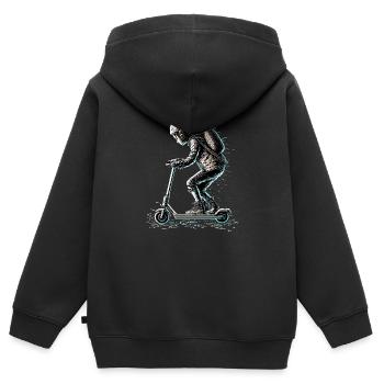 Stuntscooter de style ASCII - Sweat Premium à capuche zippé enfant bio - noir - Dos - AI Model Kid Male (0cm)