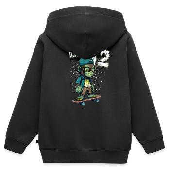Kinder Geburtstag 12 Jahre - Skater Affe - Kinder Premium Organic Zip Hoodie - Schwarz - Hinten - AI Model Kid Male (0cm)