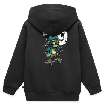 Kinder Geburtstag 9 Jahre - Skater Affe - Kinder Premium Organic Zip Hoodie - Schwarz - Hinten - AI Model Kid Male (0cm)