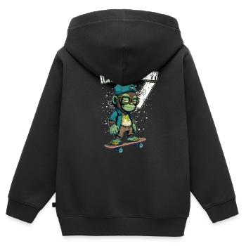 Kinder Geburtstag 7 Jahre - Skater Affe - Kinder Premium Organic Zip Hoodie - Schwarz - Hinten - AI Model Kid Male (0cm)