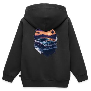 Sportwagen - Kinder Premium Organic Zip Hoodie - Schwarz - Hinten - AI Model Kid Male (0cm)