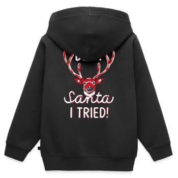 Rudolf das Rentier - Deer Santa I tried - Geschenk - Kinder Premium Organic Zip Hoodie - Schwarz - Hinten - AI Model Kid Male (0cm)