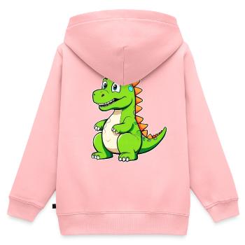 Niedlicher Comic Dinosaurier - Kinder Premium Organic Zip Hoodie - Rosa - Hinten - AI Model Kid Female (0cm)