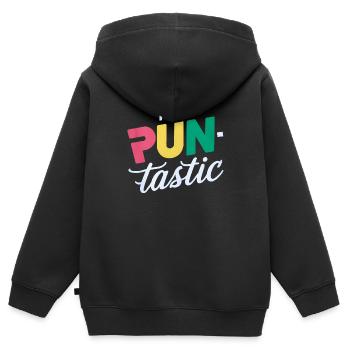 Je suis un jeu de mots - Sweat Premium à capuche zippé enfant bio - noir - Dos - AI Model Kid Male (0cm)