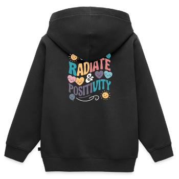 Strahle Positivität aus - Kinder Premium Organic Zip Hoodie - Schwarz - Hinten - AI Model Kid Male (0cm)