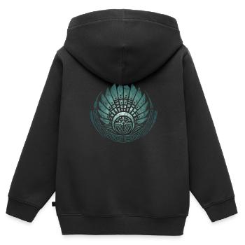 Maya Maske Quetzalcoatl Indianer Mexiko Kornkreis - Kinder Premium Organic Zip Hoodie - Schwarz - Hinten - AI Model Kid Male (0cm)