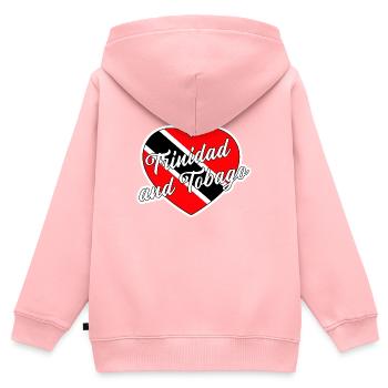 Trinité-et-Tobago - Sweat Premium à capuche zippé enfant bio - rose - Dos - AI Model Kid Female (0cm)